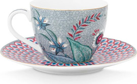 PIP STUDIO כוס אספרסו 120 מל תכלת עם תחתית Flower Festival מבית PIP STUDIO