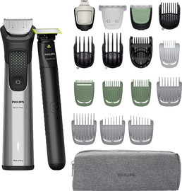 PHILIPS ערכת טיפוח כולל מכונת גילוח נטענת 20 ב-1 ומעצב זקן OneBlade ‏Philips פיליפס Trimmer 9000 MG9557/15