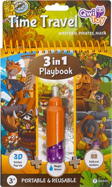 KIMI TOYS חוברת טוש מים ומדבקות 3 ב-1 - נסיעה בזמן - Qwi toy