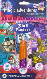 KIMI TOYS חוברת טוש מים ומדבקות 3 ב-1 - הרפתקאות קסומות - Qwi toy