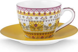 PIP STUDIO ספל אספרסו ותחתית מפורצלן Lily&Lotus Yellow בנפח 120 מל מבית Pip Studio