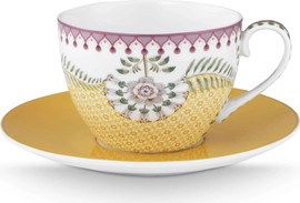 PIP STUDIO ספל ותחתית פורצלן Lily&Lotus Tiles Yellow בנפח 300 מל מבית Pip Studio