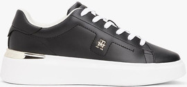 TOMMY HILFIGER נעלי טומי הילפיגר Leather TH Monogram Court Trainers נשים