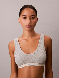 Calvin Klein חזייה קלווין קליין Lightly Lined Triangle Bralette - Heritage Cotton Stretch נשים - קלווין קליין - Grey