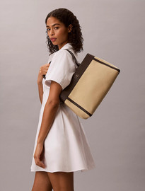 Calvin Klein תיק קלווין קליין Ck Canvas Medium Tote נשים - קלווין קליין - Brown