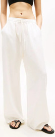 TOMMY HILFIGER מכנס ארוך טומי הילפיגר Loose Linen Blend Drawstring Trousers נשים - טומי הילפיגר - Beige