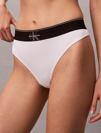 Calvin Klein תחתוני קלווין קליין Stretch Thong - Graphic Monogram Microfibre נשים - קלווין קליין - White