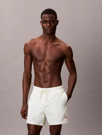 Calvin Klein מכנס בגד ים קלווין קליין Medium Drawstring Swim Shorts - CK Monogram גברים - קלווין קליין - Beige