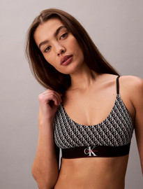 Calvin Klein חזייה קלווין קליין Unlined Bralette - Graphic Monogram Microfibre Stretch נשים - קלווין קליין - Black