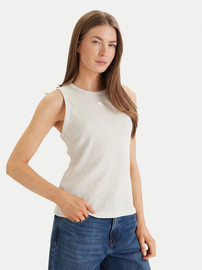 Calvin Klein גופיה קלווין קליין Monogram Patch Waffle נשים - קלווין קליין - Beige