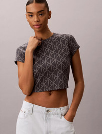 Calvin Klein חולצת טישירט קצרה קלווין קליין Emblem Logo Baby Tee נשים