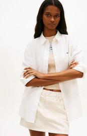 TOMMY HILFIGER חולצה מכופתרת טומי הילפיגר Relaxed Fit Linen Blend נשים - טומי הילפיגר - Beige