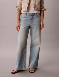 Calvin Klein גינס קלווין קליין Low Rise Baggy Jeans נשים - קלווין קליין - Blue
