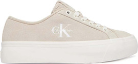 Calvin Klein נעלי קלווין קליין Vulc Flatf Laceup Suede נשים - קלווין קליין - Beige