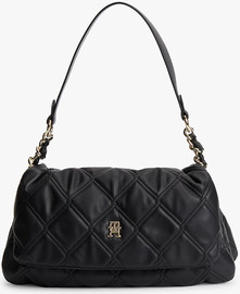 TOMMY HILFIGER תיק טומי הילפיגר Quilted TH Monogram Shoulder נשים - טומי הילפיגר - Black