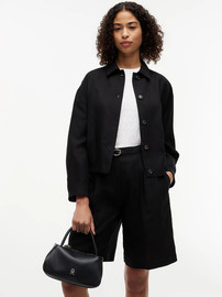 TOMMY HILFIGER תיק טומי הילפיגר Monogram Repeat Logo Satchel נשים - טומי הילפיגר - Black