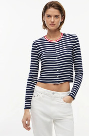 TOMMY HILFIGER חולצת טישירט ארוכה טומי הילפיגר Slim Jersey Cardigan נשים