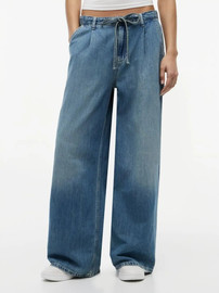 TOMMY HILFIGER גינס טומי הילפיגר Drawstring Loose Wide Leg Jeans With Linen נשים - טומי הילפיגר - Blue