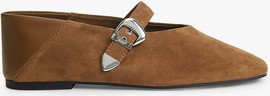 TOMMY HILFIGER נעלי טומי הילפיגר Suede Buckle Square Toe Ballerinas נשים