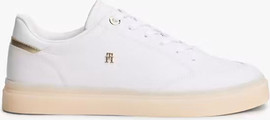 TOMMY HILFIGER נעלי טומי הילפיגר Monogram Leather Trainers נשים - טומי הילפיגר - White