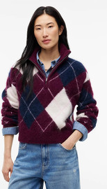 TOMMY HILFIGER סווטשירט טומי הילפיגר Alpaca Blend Fluffy Cropped Quarter-Zip Jumper נשים