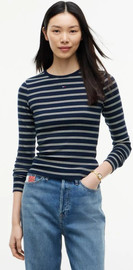 TOMMY HILFIGER חולצת טישירט ארוכה טומי הילפיגר Ribbed Slim Long Sleeve נשים