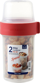 Lock & Lock קופסת אחסון Lock & Lock דו צדדית . חלק עליון 150 מל+חלק תחתון 330מל מידות: 17x7.8x8.4 סמ דגם LLS213