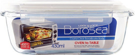 Lock & Lock תבנית זכוכית מלבנית Lock & Lock אובן גלאס 430 מל. מידות: 6x11.7x16 סמ. דגם LLG424