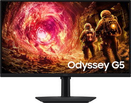SAMSUNG מסך גיימינג Samsung Odyssey G5 מסך 27" QHD IPS קצב רענון 180Hz - צבע שחור - תומך G-Sync ו-FreeSync