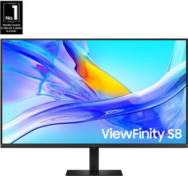 SAMSUNG מסך מחשב Samsung ViewFinity S8 מסך 32" UHD 4K - רזולוציה מרהיבה, חיבור USB-C וטעינה עוצמתית