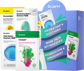 Dr.Jart סט המכיל את 4 המסכות המובילות : מסכת לחות + מסכת הרגעה + מסכת סרום + מסכת לחות לחיזוק מחסום העור