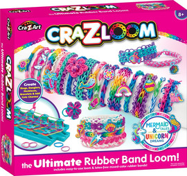 Cra-Z-Art קרייזי לום - ערכת יצירה צמידים מגומיות צבעוניות עם תליוני חד קרן ובנות ים מבית Cra-Z-Art