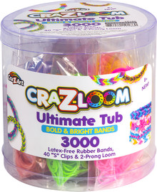 Cra-Z-Art קרייזי לום - ערכה ליצירת צמידים עם 3000 גומיות צבעוניות בקופסה שקופה מבית Cra-Z-Art