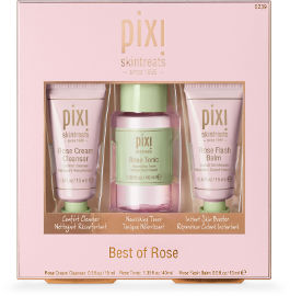 PIXI BEST OF ROSE סט קרם ניקוי + רוז טוניק – טונר + רוז פלאש באלם – קרם לחות, פריימר ומסכה