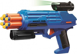 BuzzBee אקדח חיצים עם כוונת לילה מאירה Night Tek ו 8 חיצים לטווח 25 מ'
