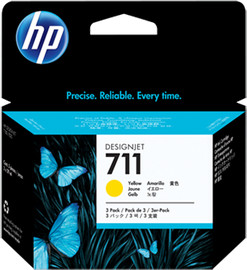 HP דיו צהוב מקורי HP CZ136A 711 מכיל 3 יחידות (29 מ"ל ליח')
