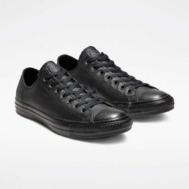 CONVERSE נעלי סניקרס קונברס אולסטאר Converse Allstar All-Star CHUCK TAYLOR ALL STAR LEATHER LOW TOP BLACK MONO נעלי אופנה