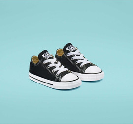 CONVERSE נעלי סניקרס קונברס אולסטאר Converse Allstar All-Star 7J235 CHUCK TAYLOR ALL STAR TODDLER LOW TOP BLACK נעלי אופנה