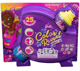 Barbie בובת ברבי וכלבלב מחליפים צבעים ואביזרים בהפתעה - סגול