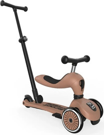 Scoot & Ride קורקינט רב שלבי ישיבה / עמידה 3 ב 1 דגם Highwaykick Push & Go עם ידית דחיפה נשלפת להורה - Mocca מוקה