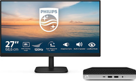 HP ערכת מחשב משולב עם מסך Philips 24" + מחשב HP 800 G3 Mini מעבד i5-6th זיכרון 16GB דיסק 240GB SSD מערכת הפעלה Windows 10 Pro כולל מקלדת ועכבר אלחוטיים - מסך - חדש, מחשב - מוחדש