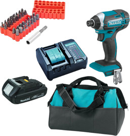 Makita מברגת אימפקט 18V + סוללה 1.5AH וסט ביטים 40 יח'