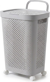 Cortico סל כביסה עם גלגלים ומכסה Perforato אפור – כ-60 ליטר, 43.5×34.5×62 ס"מ