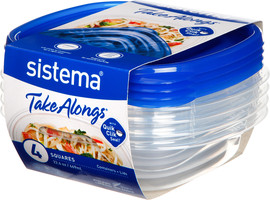 SISTEMA מארז 4 קופסאות אחסון 669 מ"ל טייק אלונג - Sistema