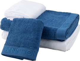 BENETTON מארז מגבות רחצה לבן / כחול