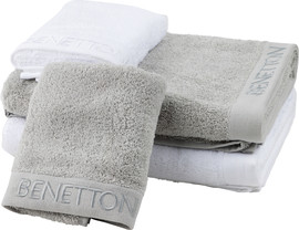BENETTON מארז מגבות רחצה לבן / אפור
