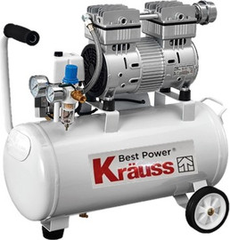 KRAUSS מדחס / קומפרסור שקט במיוחד ללא שמן 24 ליטר + אביזרים  KRAUSS