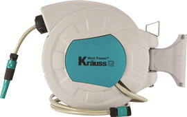KRAUSS גלגלת סופר איכותית הכוללת מערכת החזרה אוטומטית עם צינור מים איכותי 30 מ' + 2 מ'