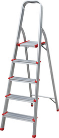 KRAUSS סולם אלומיניום דגם KR-0225 עם 5 שלבים DIY ביתי תקני