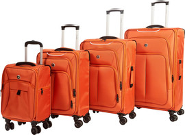 Camel Mountain סט 4 מזוודות Swiss Digital Ultra Light – 18", 20", 26", 29" – ניידות קלה החל מ-1.6 ק"ג - כתום שקיעה